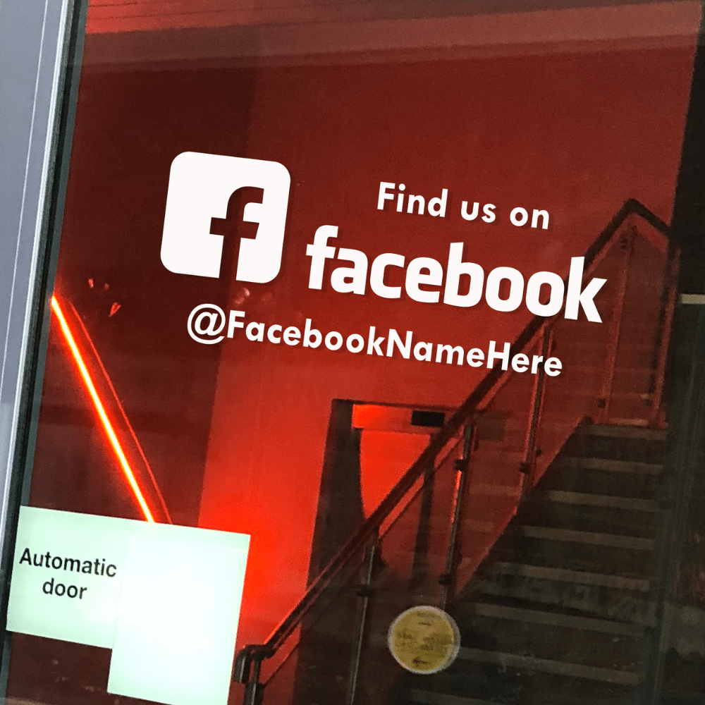Find us on facebook - social media business window door vinyl sticker decal