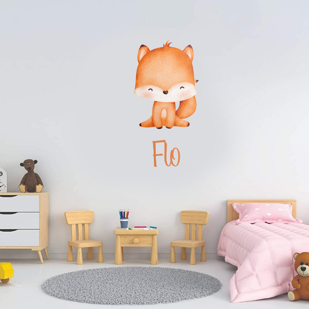 Personalised Vinyl Baby Fox Wall Decal Sticker Outside Play
