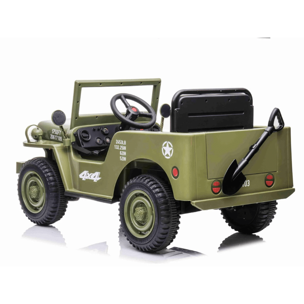 Willis jeep single seater olive green 12v 4 wheel drive 4x4