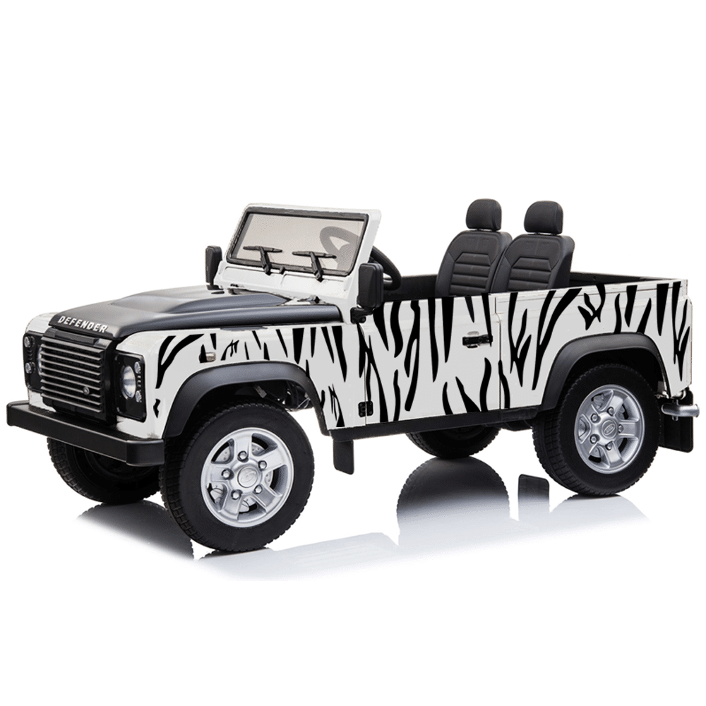 Kids land rover defender 90 24v 4wd version 2 - zebra safari - black