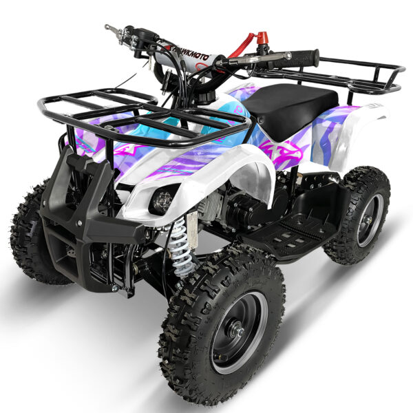 White hawkmoto frm-49r v2 50cc mini kids quad bike assembled - neon tiger