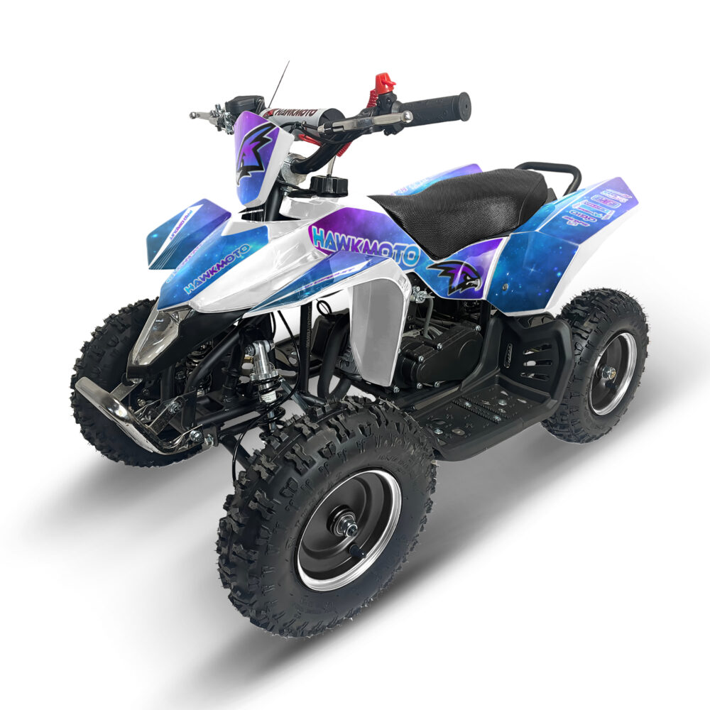 Hawkmoto sx-49r avenger v2 50cc mini kids quad bike white assembled - galaxy