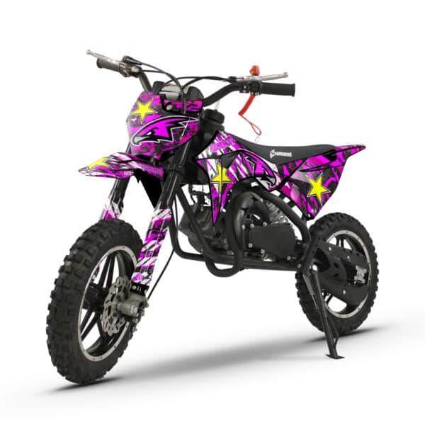 Hawkmoto mayhem v2 50cc kids mini dirt bike black – pink star
