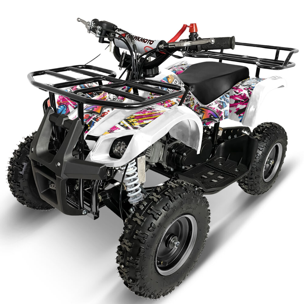 Quad Rpi White White Hawkmoto FRM-49R V2 50cc Mini Kids Quad Bike Assembled - Street ...