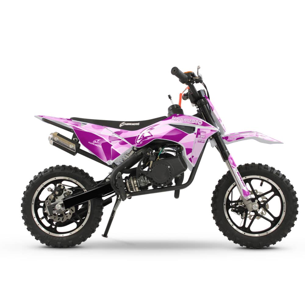 Hawkmoto Mayhem V2 50cc Kids Mini Dirt Bike - Pink Camo