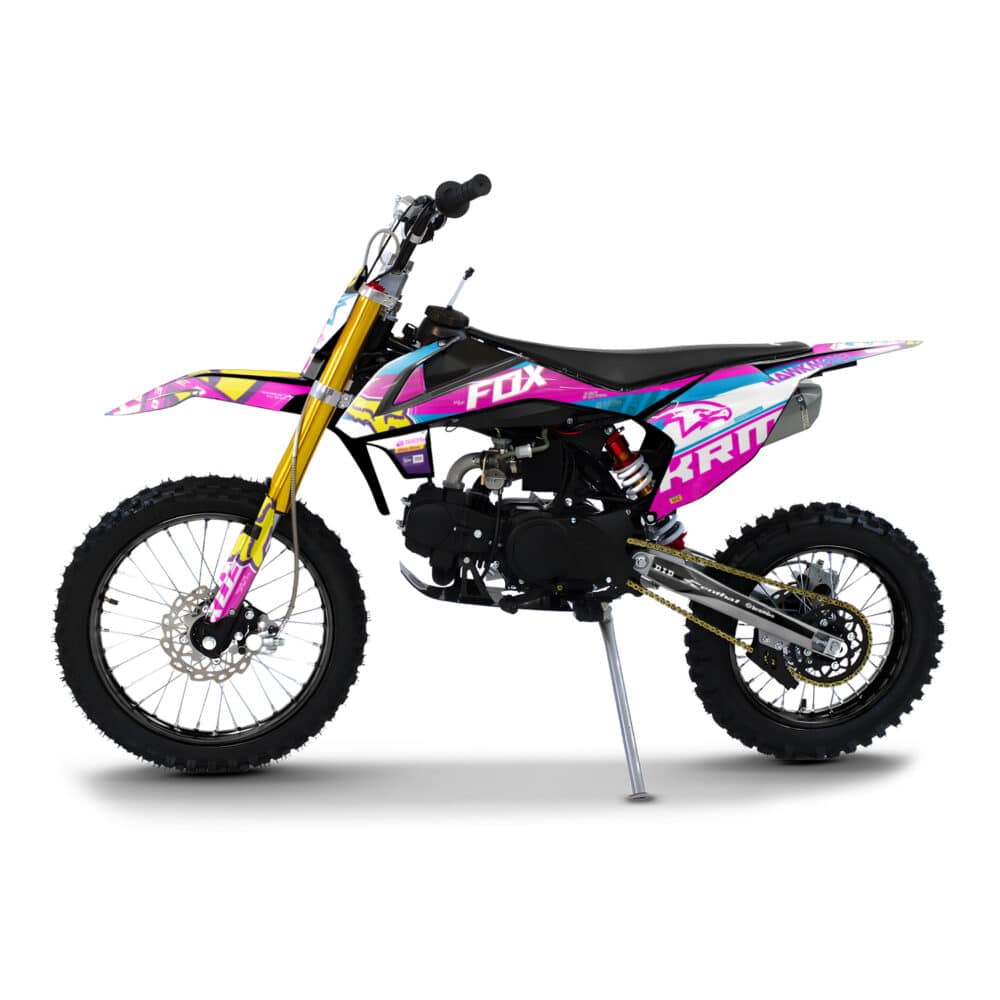 Hawkmoto krm kids pit bike | 70cc | 90cc | 110cc | 125cc geared or automatic - pink fox