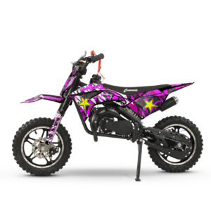 Hawkmoto mayhem v2 50cc kids mini dirt bike black – pink star