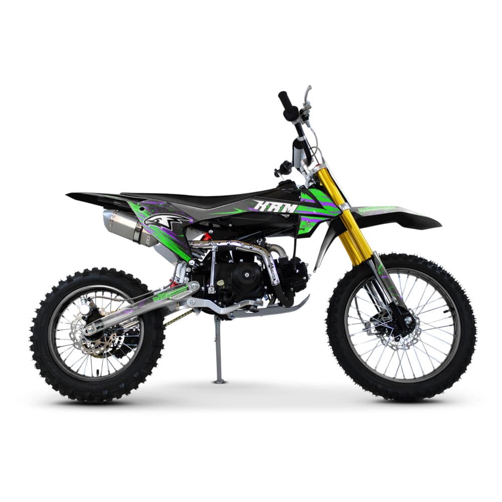 Hawkmoto krm kids pit bike | 70cc | 90cc | 110cc | 125cc geared or automatic - green splat