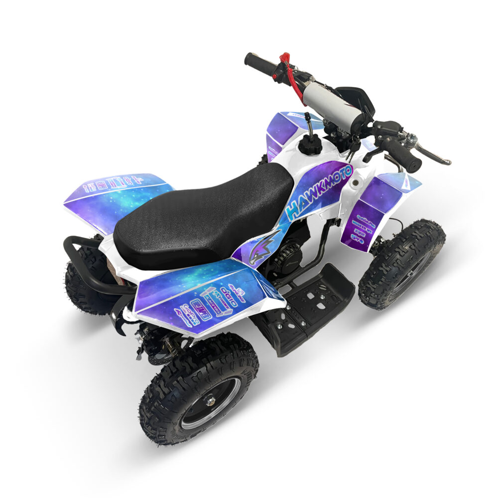 Hawkmoto sx-49r avenger v2 50cc mini kids quad bike white assembled - galaxy