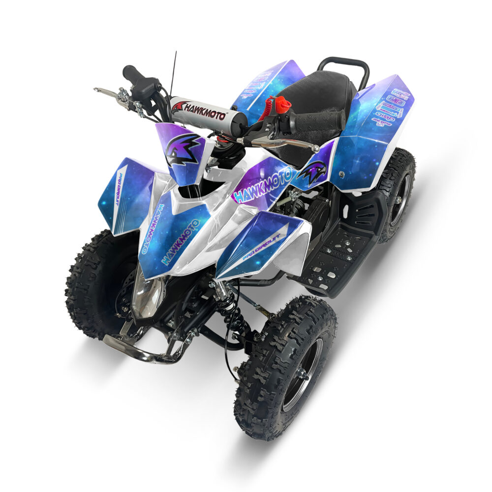 Hawkmoto sx-49r avenger v2 50cc mini kids quad bike white assembled - galaxy