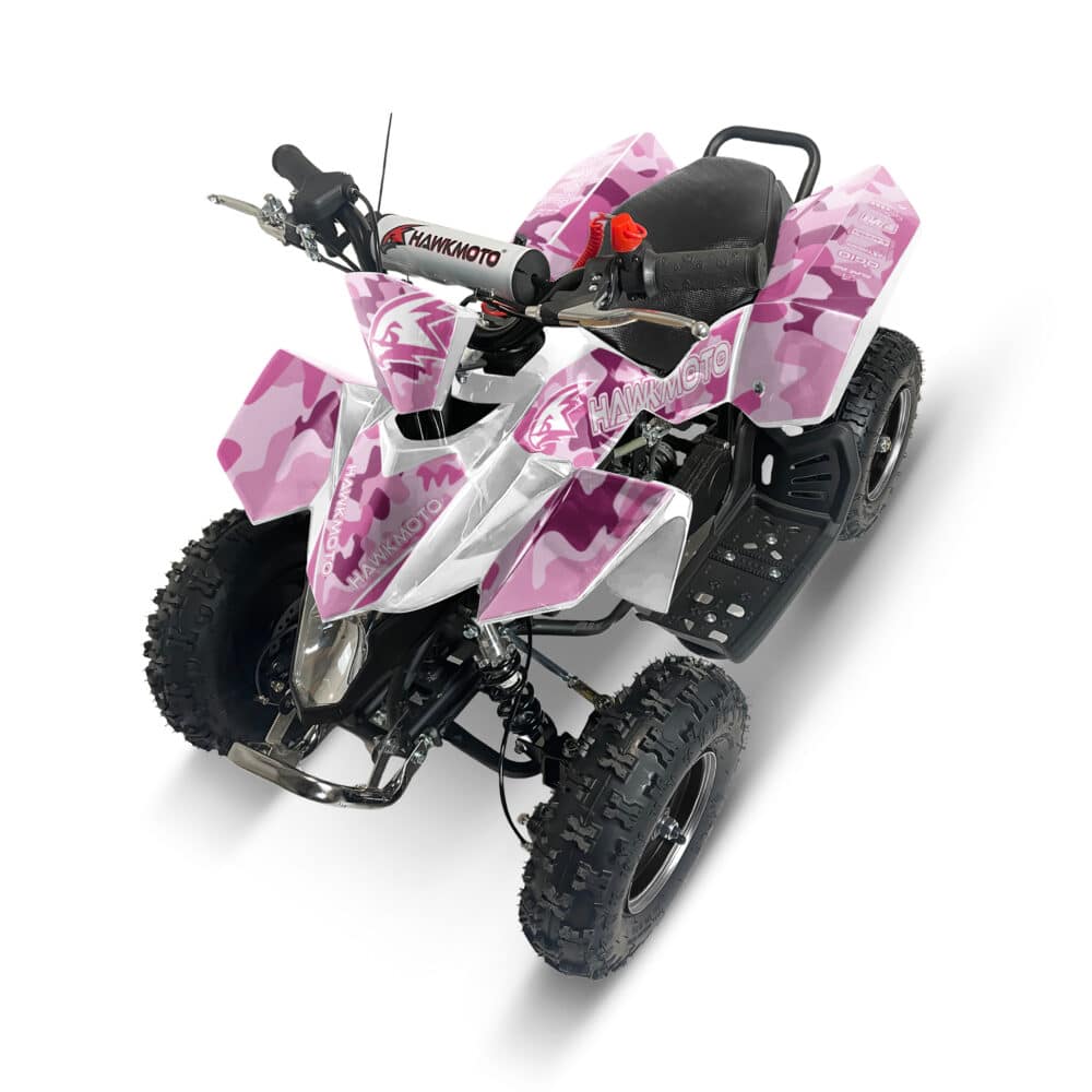 Hawkmoto sx-49r avenger v2 50cc mini kids quad bike white assembled - pink camo