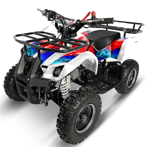 white hawkmoto frm-49r v2 50cc mini kids quad bike assembled - amaterasu