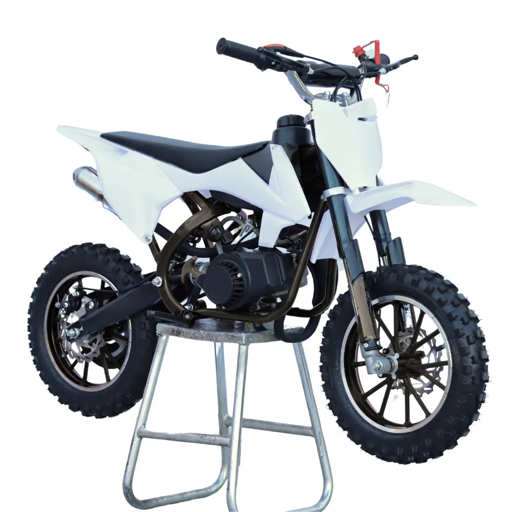 Hawkmoto Mayhem V3 50cc Kids Mini Dirt Bike White – Spider 5 Hawkmoto mayhem v3 50cc kids mini dirt bike white