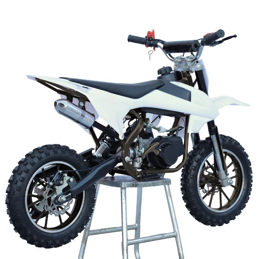 Hawkmoto Mayhem V3 50cc Kids Mini Dirt Bike White – Spider 6 Hawkmoto mayhem v3 50cc kids mini dirt bike white
