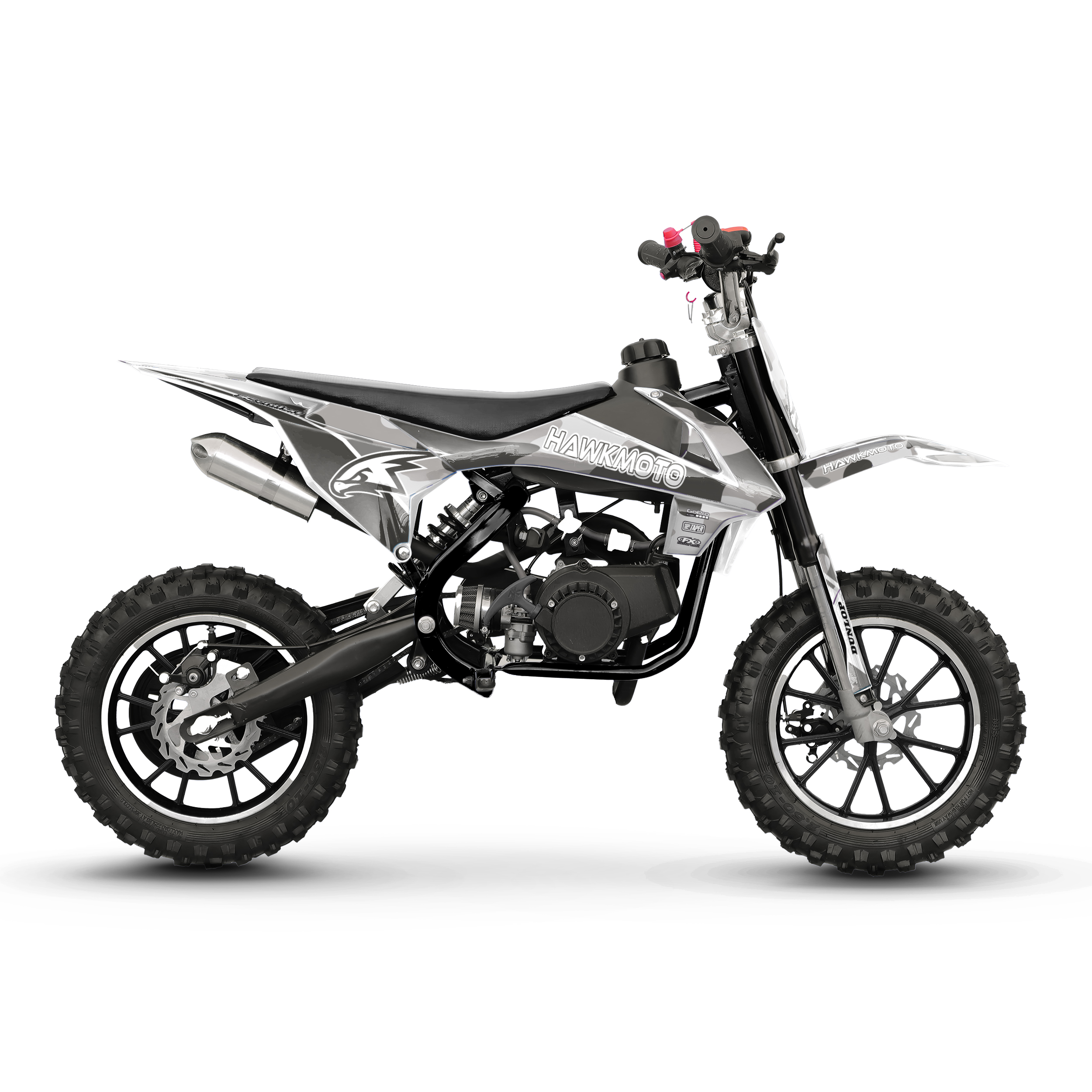 Hawkmoto Mayhem V3 50cc Kids Mini Dirt Bike White – Stealth 3 Hawkmoto mayhem v3 50cc kids mini dirt bike white – stealth