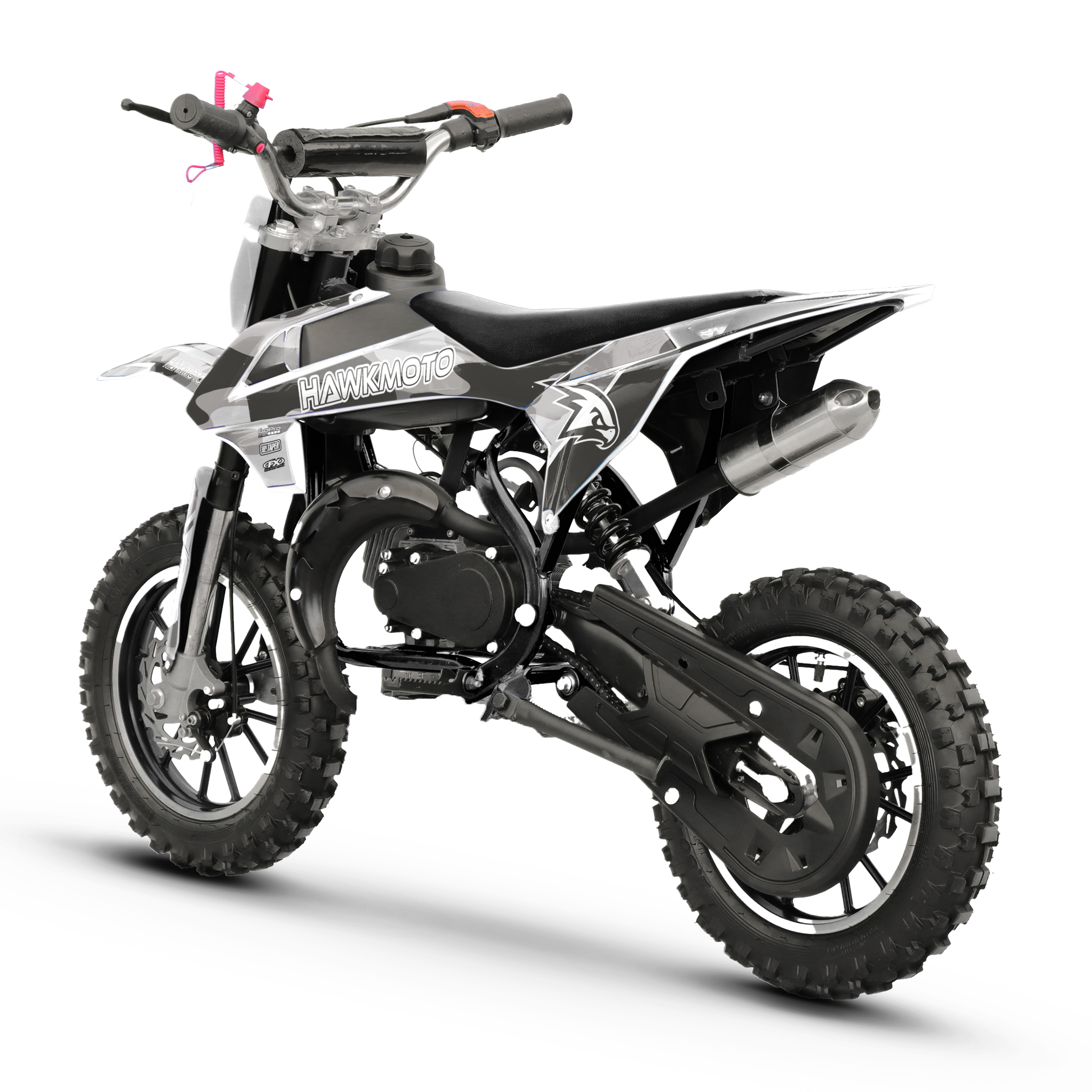 Hawkmoto Mayhem V3 50cc Kids Mini Dirt Bike White – Stealth 2 Hawkmoto mayhem v3 50cc kids mini dirt bike white – stealth