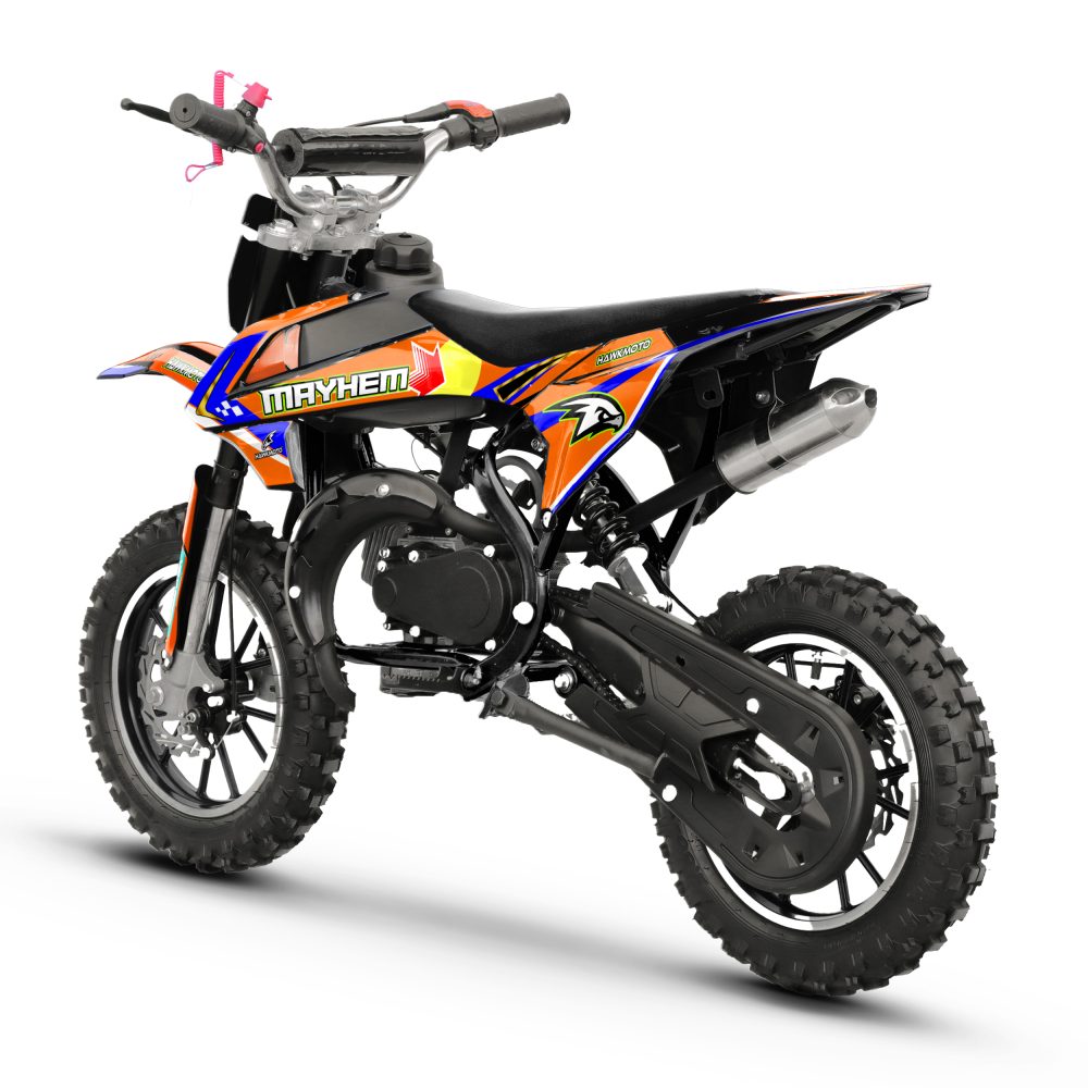 Hawkmoto mayhem v3 50cc kids mini dirt bike black – tracer