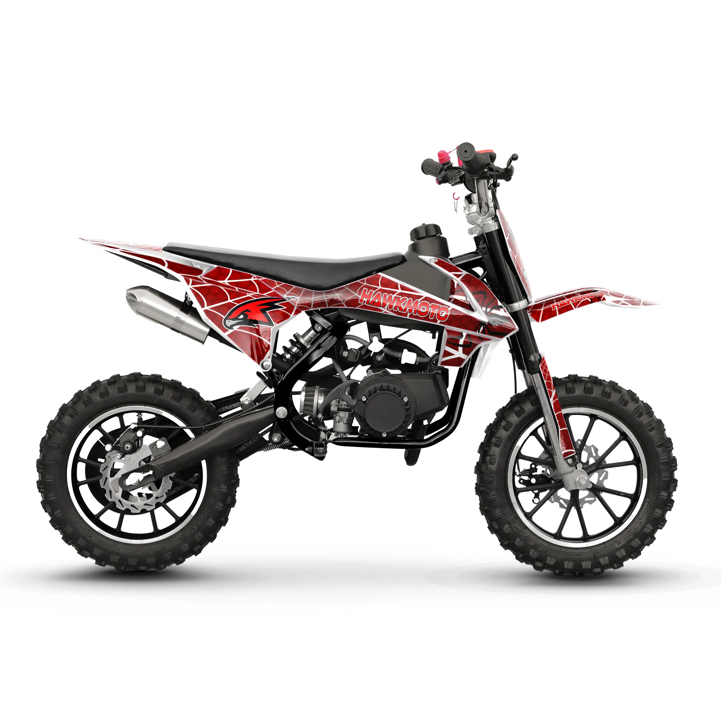Hawkmoto Mayhem V3 50cc Kids Mini Dirt Bike White – Spider 2 Hawkmoto mayhem v3 50cc kids mini dirt bike white – spider